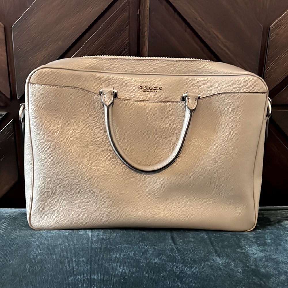 Gray leather Coach briefcase/laptop bag. - Picture 1 of 8